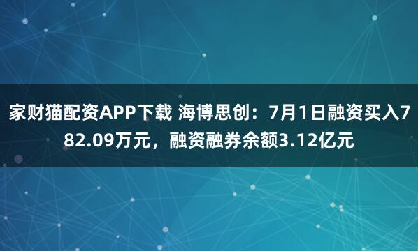 家财猫配资APP下载 海博思创：7月1日融资买入782.09万元，融资融券余额3.12亿元