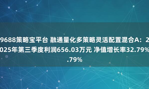 9688策略宝平台 融通量化多策略灵活配置混合A：2025年第三季度利润656.03万元 净值增长率32.79%