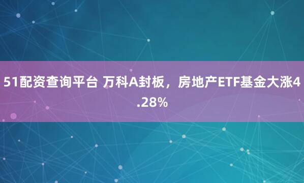 51配资查询平台 万科A封板，房地产ETF基金大涨4.28%