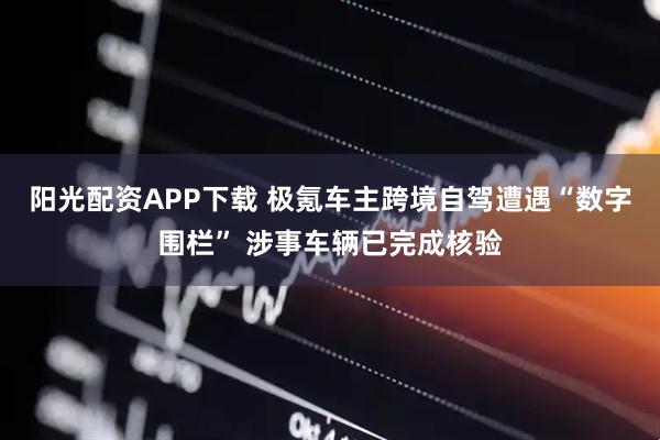 阳光配资APP下载 极氪车主跨境自驾遭遇“数字围栏” 涉事车辆已完成核验